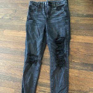 American Eagle Women's Dark Denim Distressed Skinny Jeans - 8 Regular